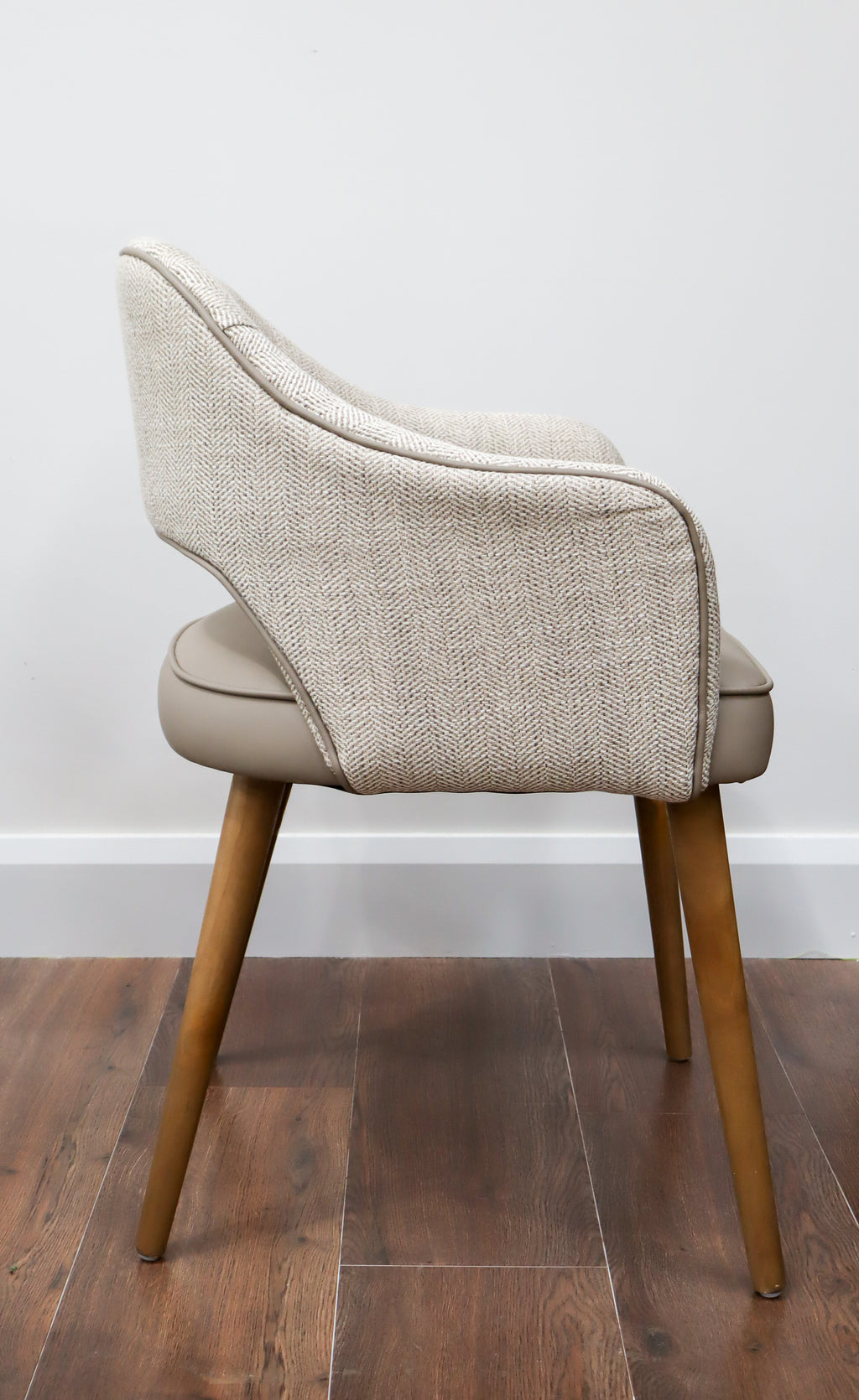 Pisa Dining Chair - Taupe Leather / herringbone Fabric