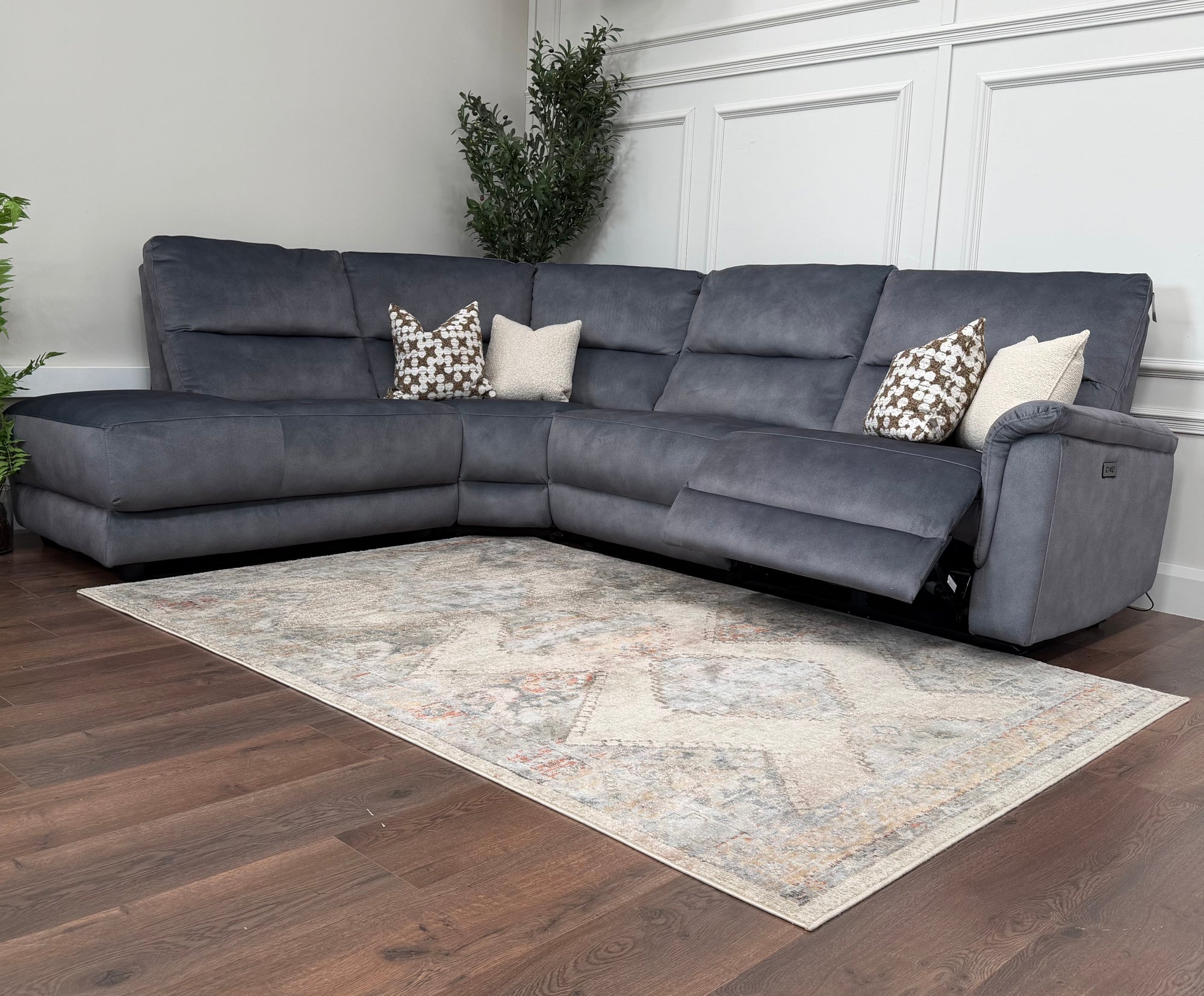 Monaco Electric Recliner Corner Chaise –  LHF - Charcoal