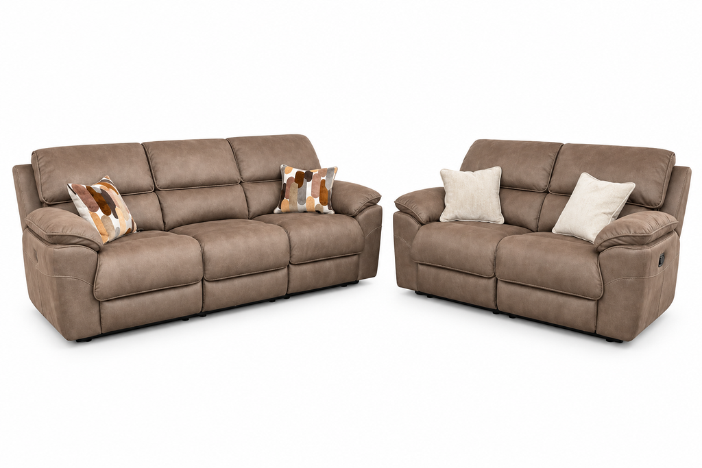 Kingsley  Recliner 3 + 2 -  Dark Taupe Suede