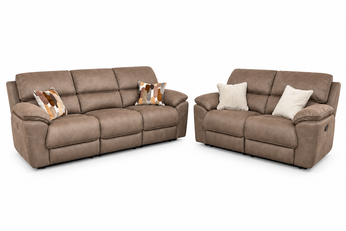Kingsley  Recliner 3 + 2 -  Dark Taupe Suede