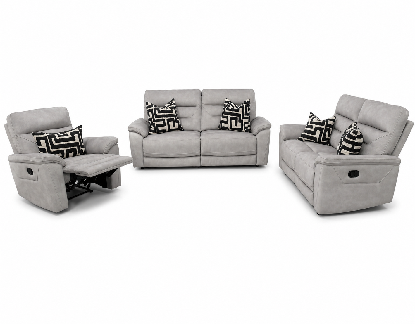 Zurich Manual Recliner Sofa 3 + 2 + 1 – Pebble Grey