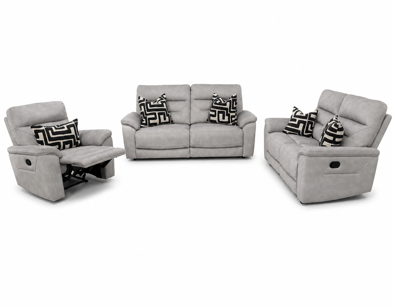 Zurich Manual Recliner Sofa 3 + 2 + 1 – Pebble Grey