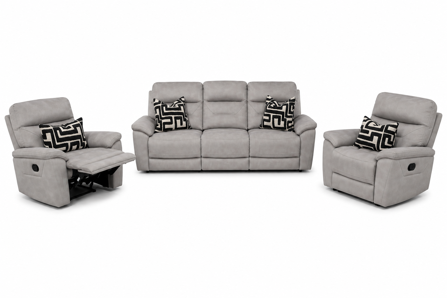 Zurich Manual Recliner Sofa 3 + 1 + 1  – Pebble Grey