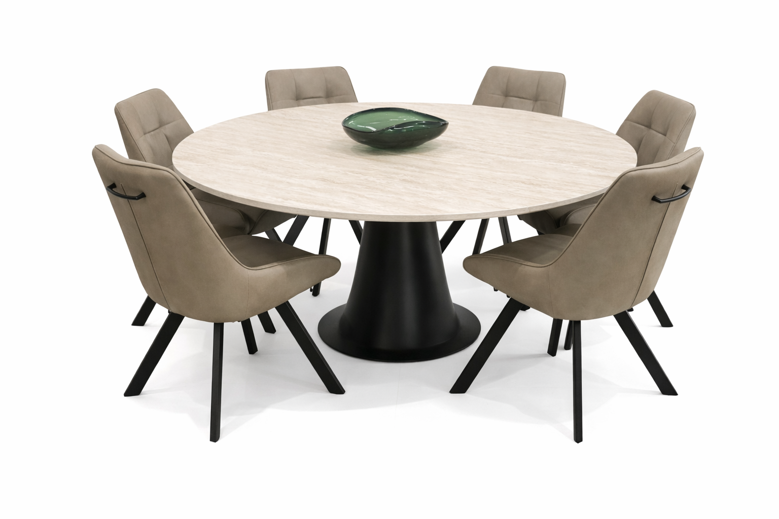Como Swivel Extension Table + 6 Pedro Chairs