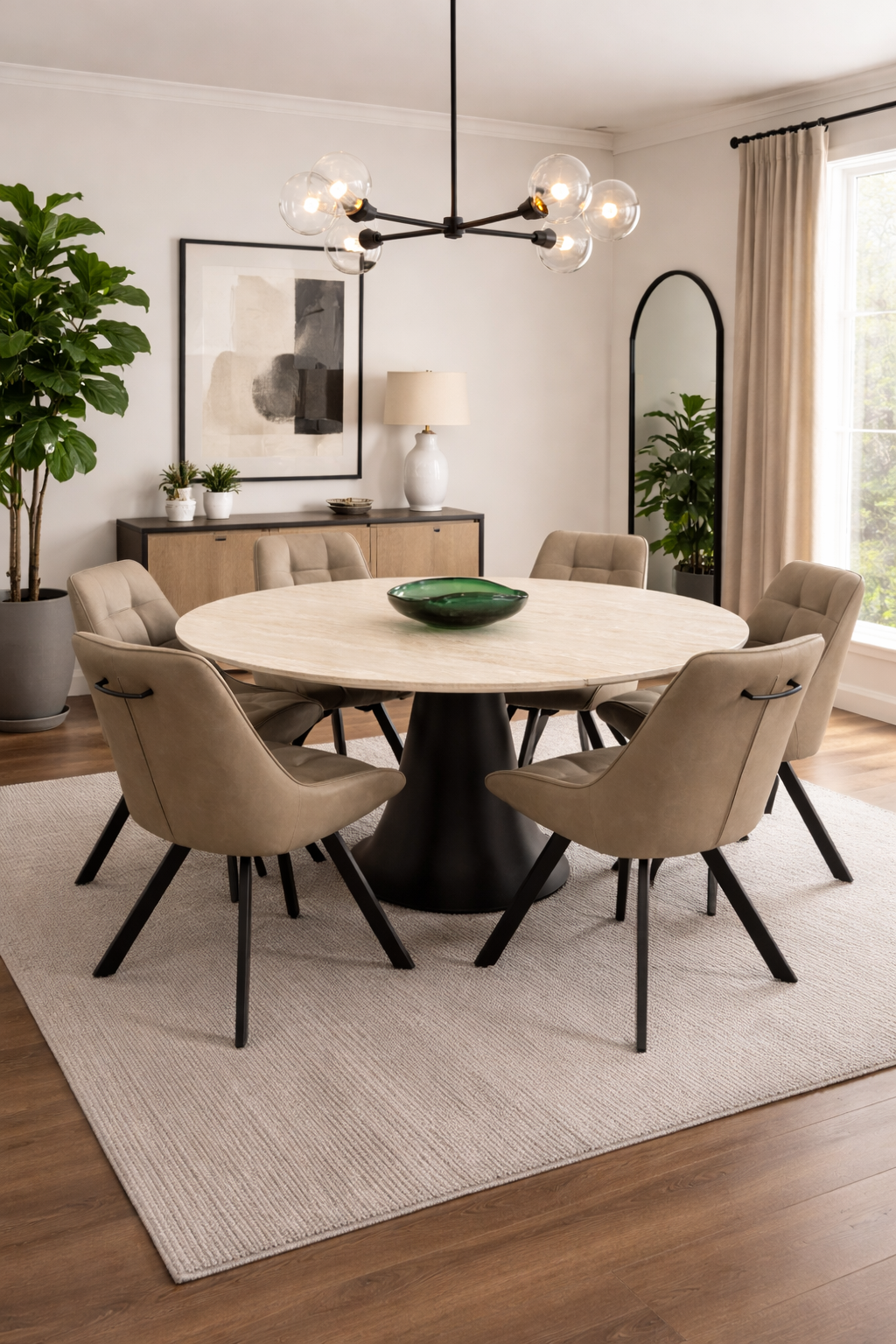 Como Swivel Extension Table + 6 Pedro Chairs
