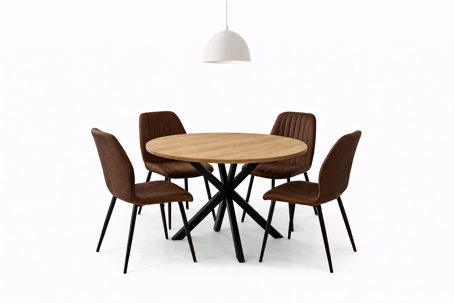 Epsom Rustic Oak 1.2m + 4 Lyra Brown PU