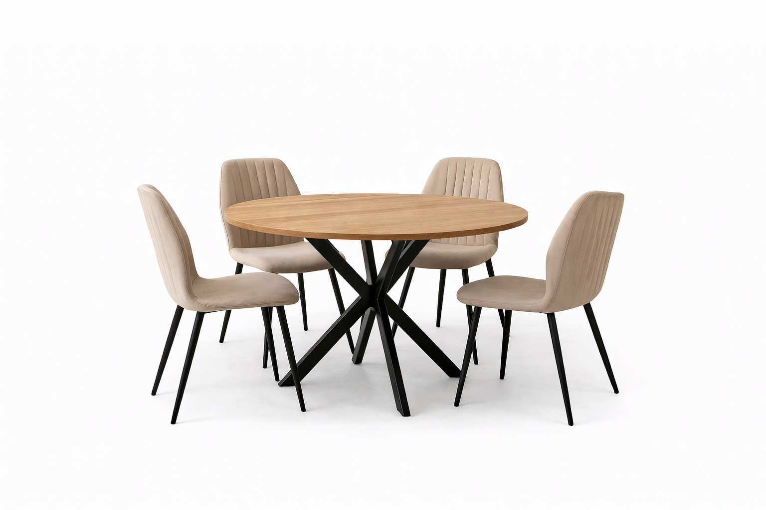 Epsom Rustic Oak 1.2m + 4 Lyra Taupe PU