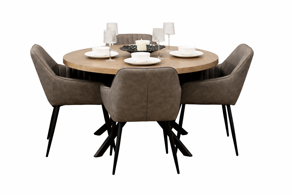 Carson 1.2m + 4 EZ Grey PU Chairs