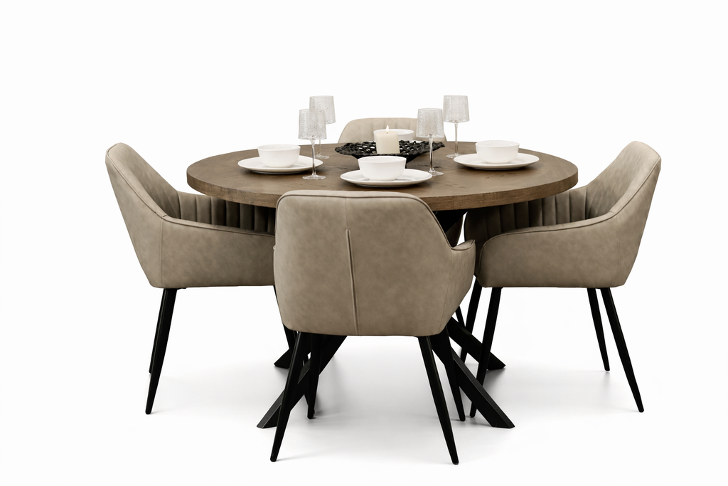 Carson 1.2m + 4 EZ Taupe PU Chairs