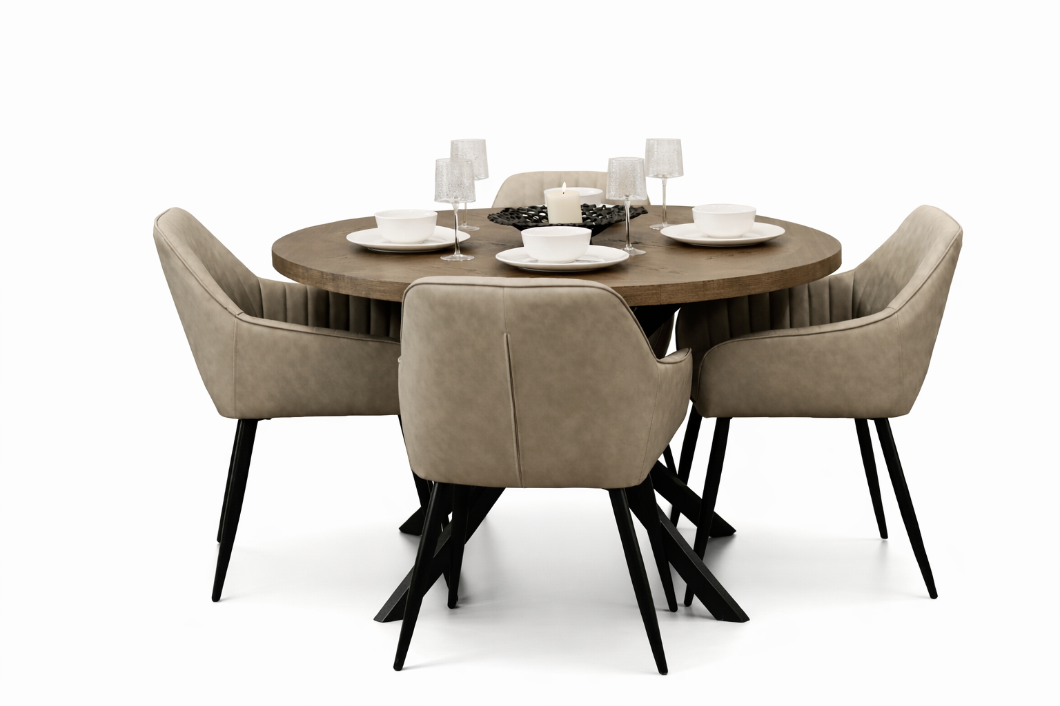 Carson 1.2m + 4 EZ Taupe PU Chairs
