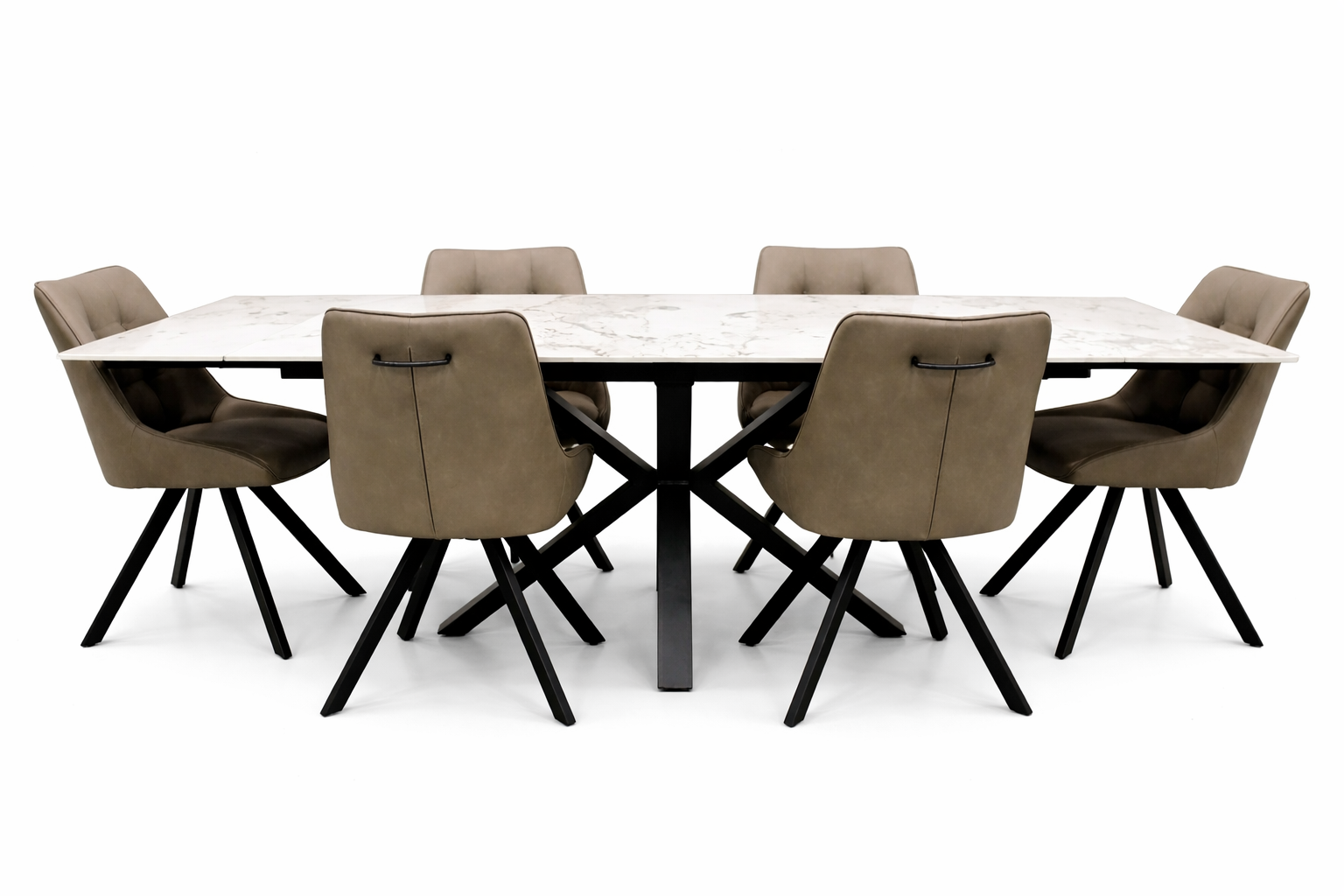 Sorrento Extendable Table 160-240cm - Gold/Grey + 6 Pedro Chairs