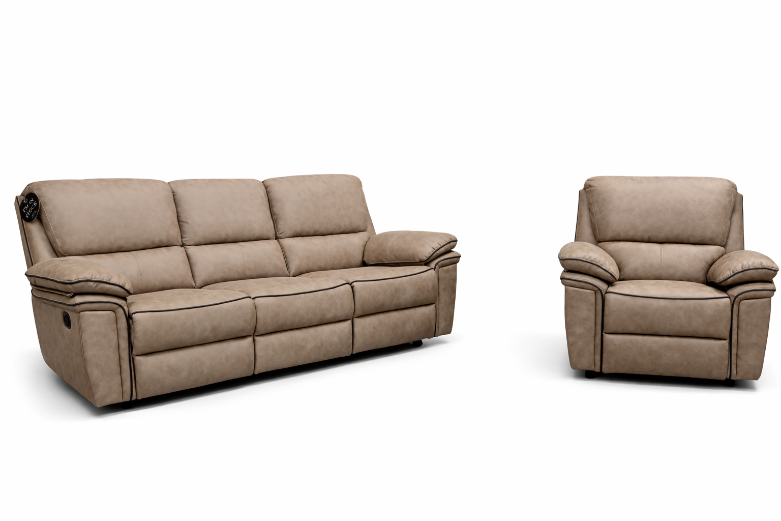 Brianna 3 + 2 reclining Sofa Range - Taupe Suede Fabric