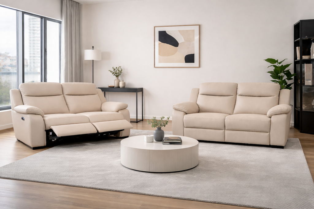 Heydon Power Recliner 3 + 2 - Stone Mircofiber