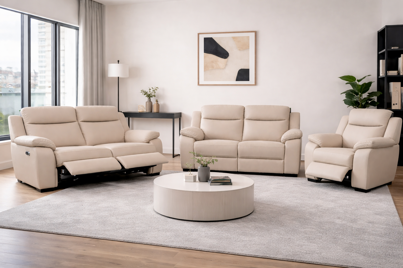 Heydon Power Recliner 3 + 2 + 1 - Stone Mircofiber