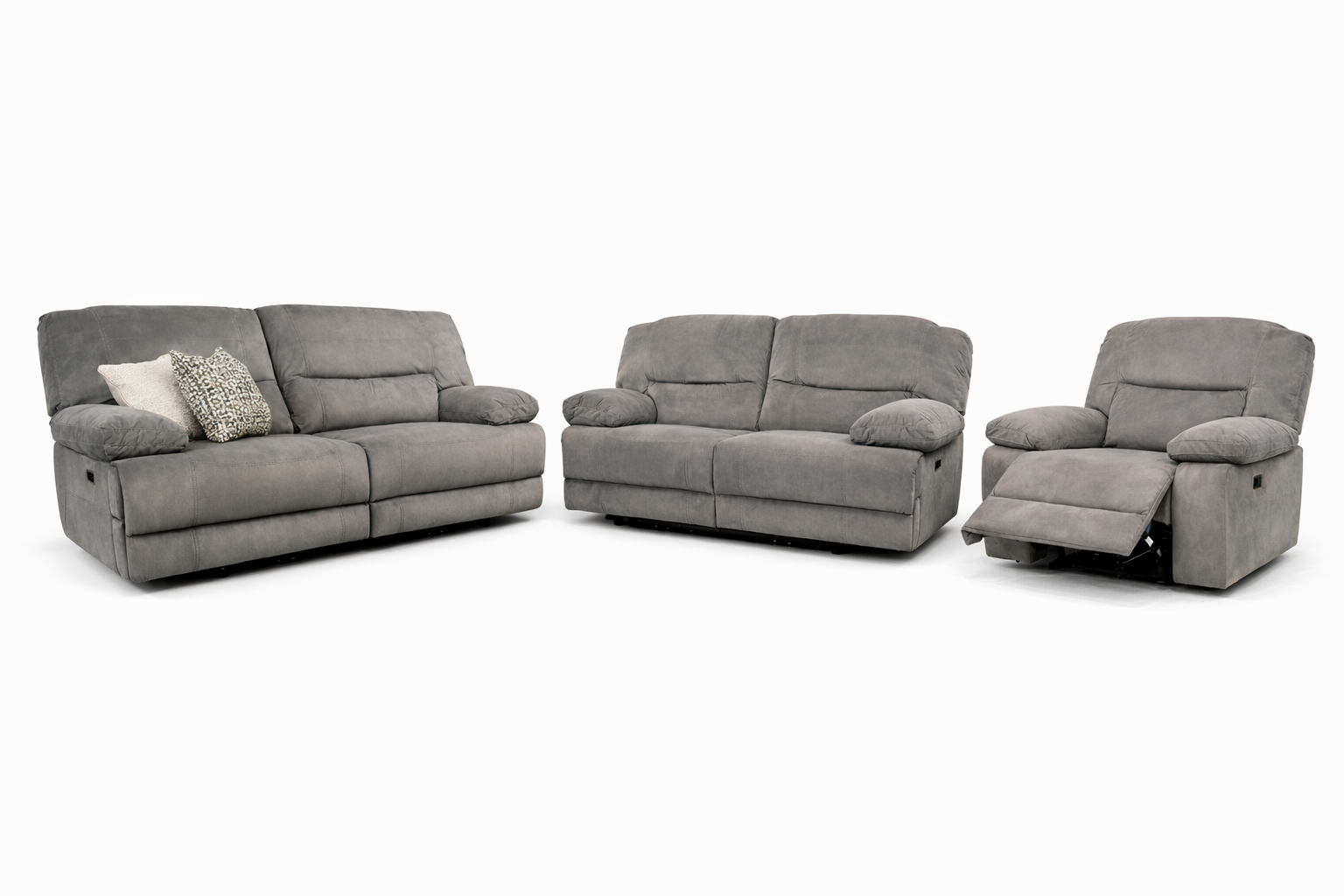 Fulton Power Sofa Range 3 + 2 + 1 - Dark Taupe