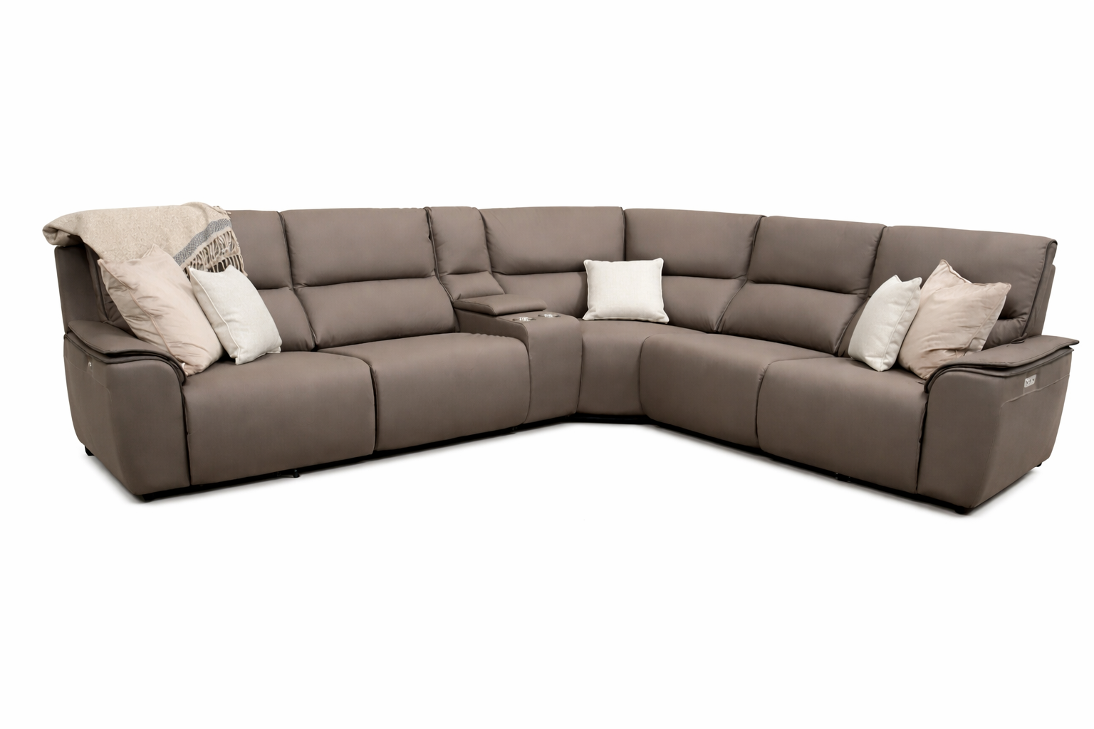 Luxor Power Corner - Dark Taupe  Microfibre Fabric