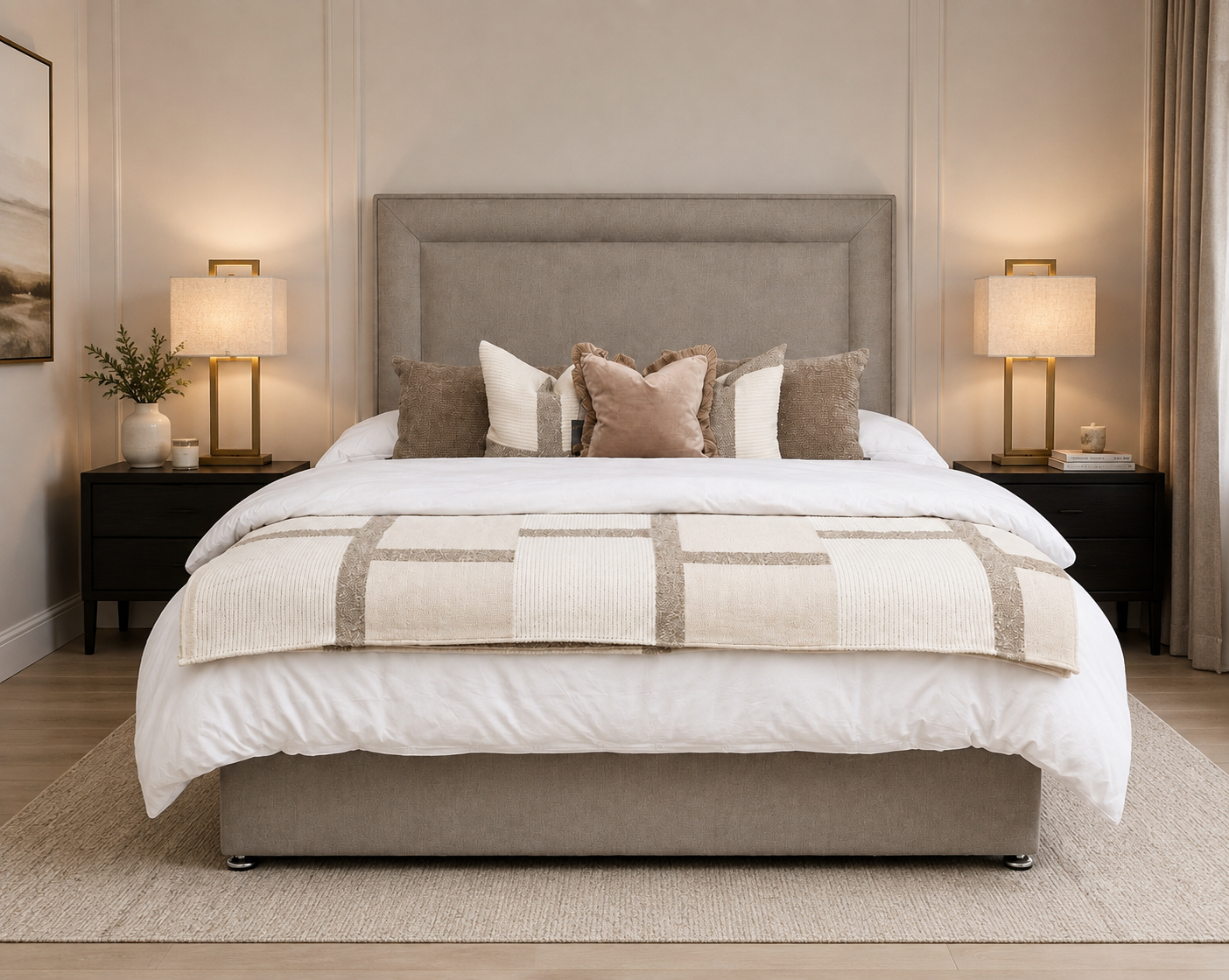 Azura upholstered bed with standard base – Irish Made Everest Collection