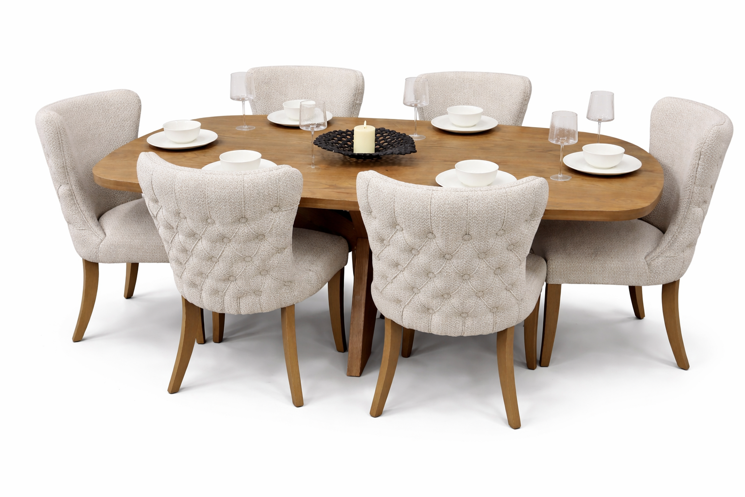 Ashley 2.1m Table + 6 Duke Silver  Chairs