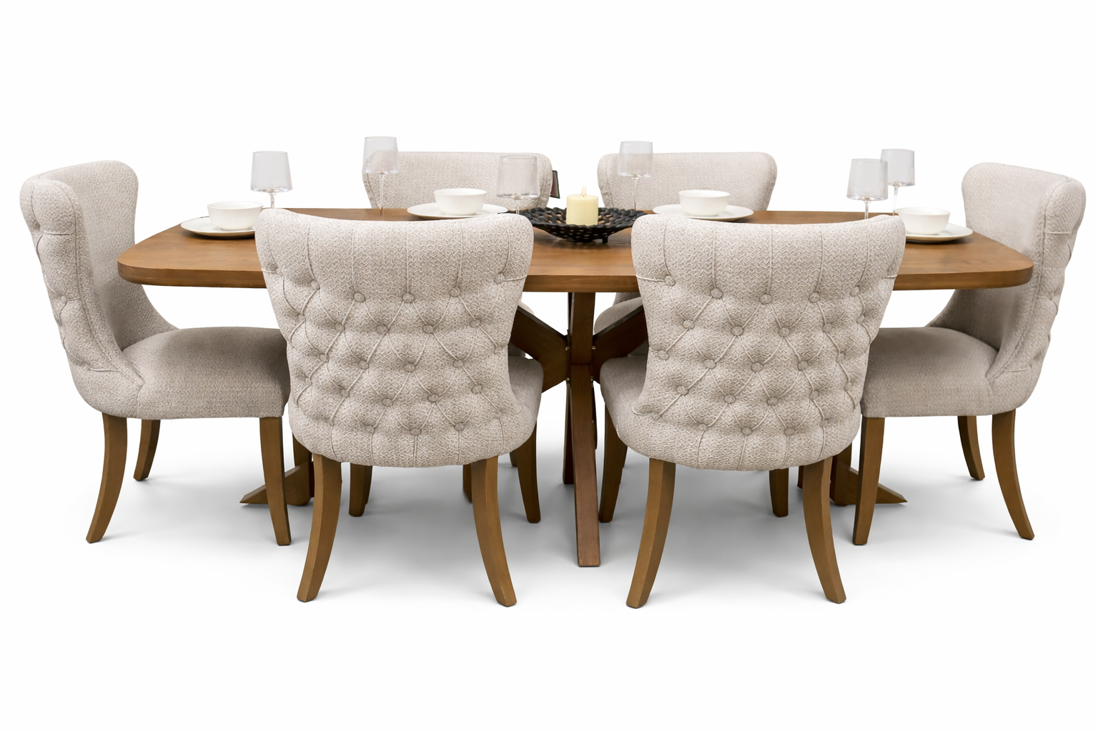 Ashley 2.1m Table + 6 Duke Silver  Chairs