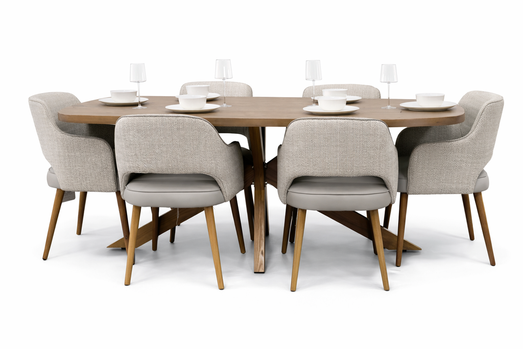 Ashley 2.1m Table + 6 Pisa Chairs