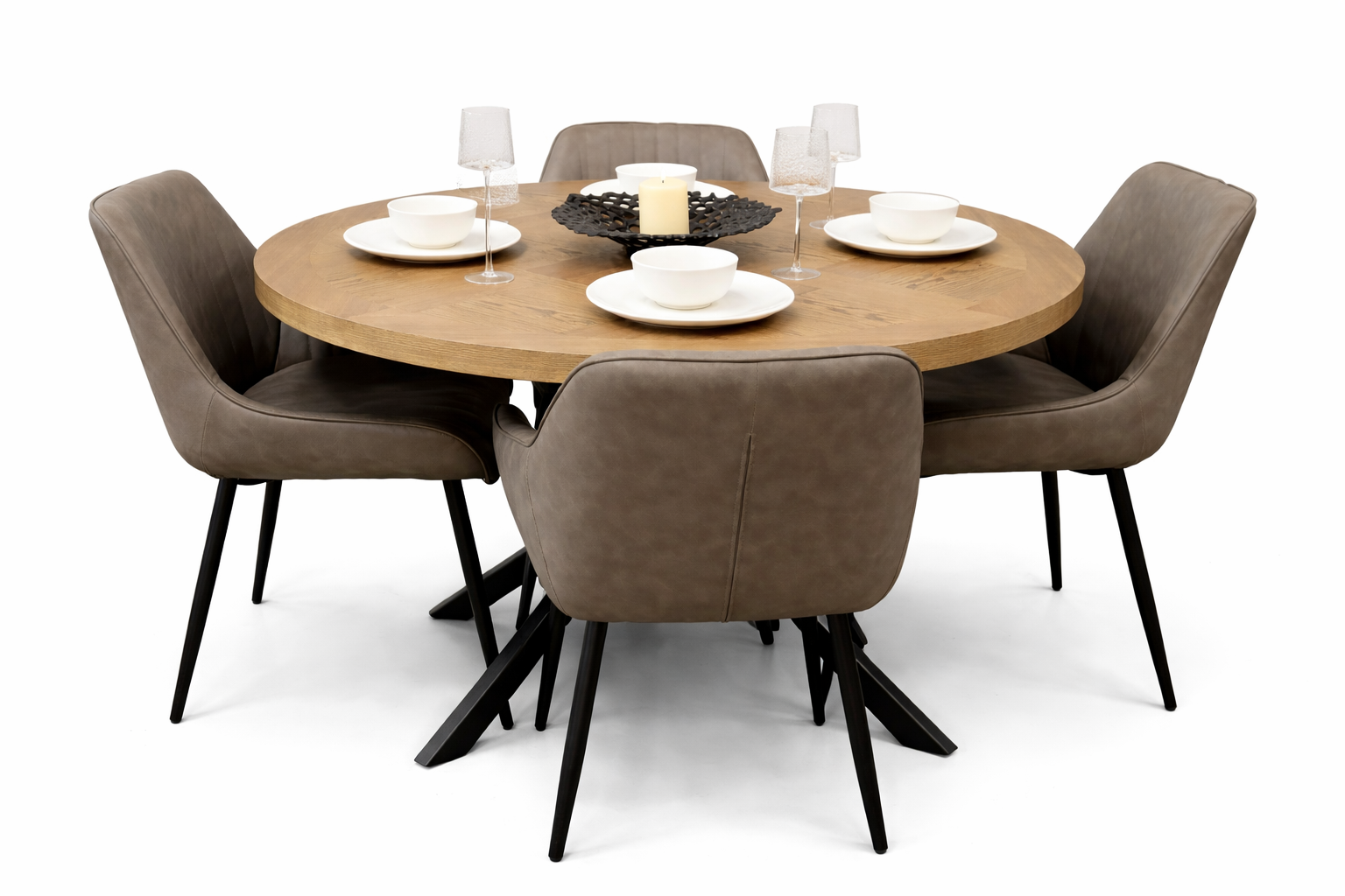 Carson 1.2m + 4 EZ Grey PU Chairs