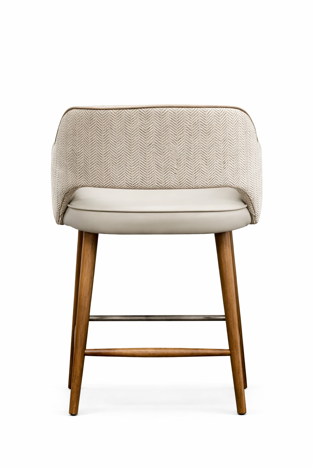 Pisa Dining Bar Stool - Herringbone Fabric/ Leather