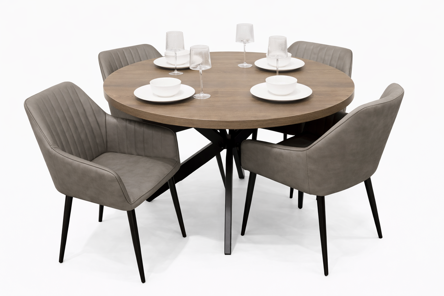 Pan Dark 1.2m + 4 EZ Grey PU Chairs