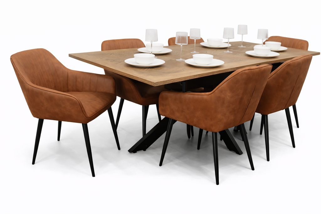 6 EZ Tan Suede PU Chairs