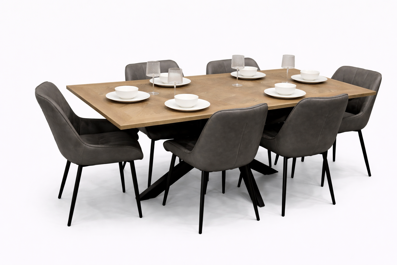 Peyton 1.6m/2m + 6 Tilly Grey PU