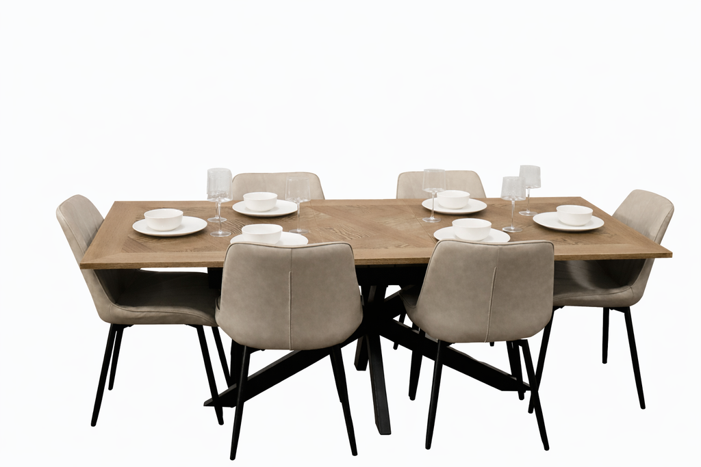 Peyton 1.6m/2m + 6 Tilly Taupe PU