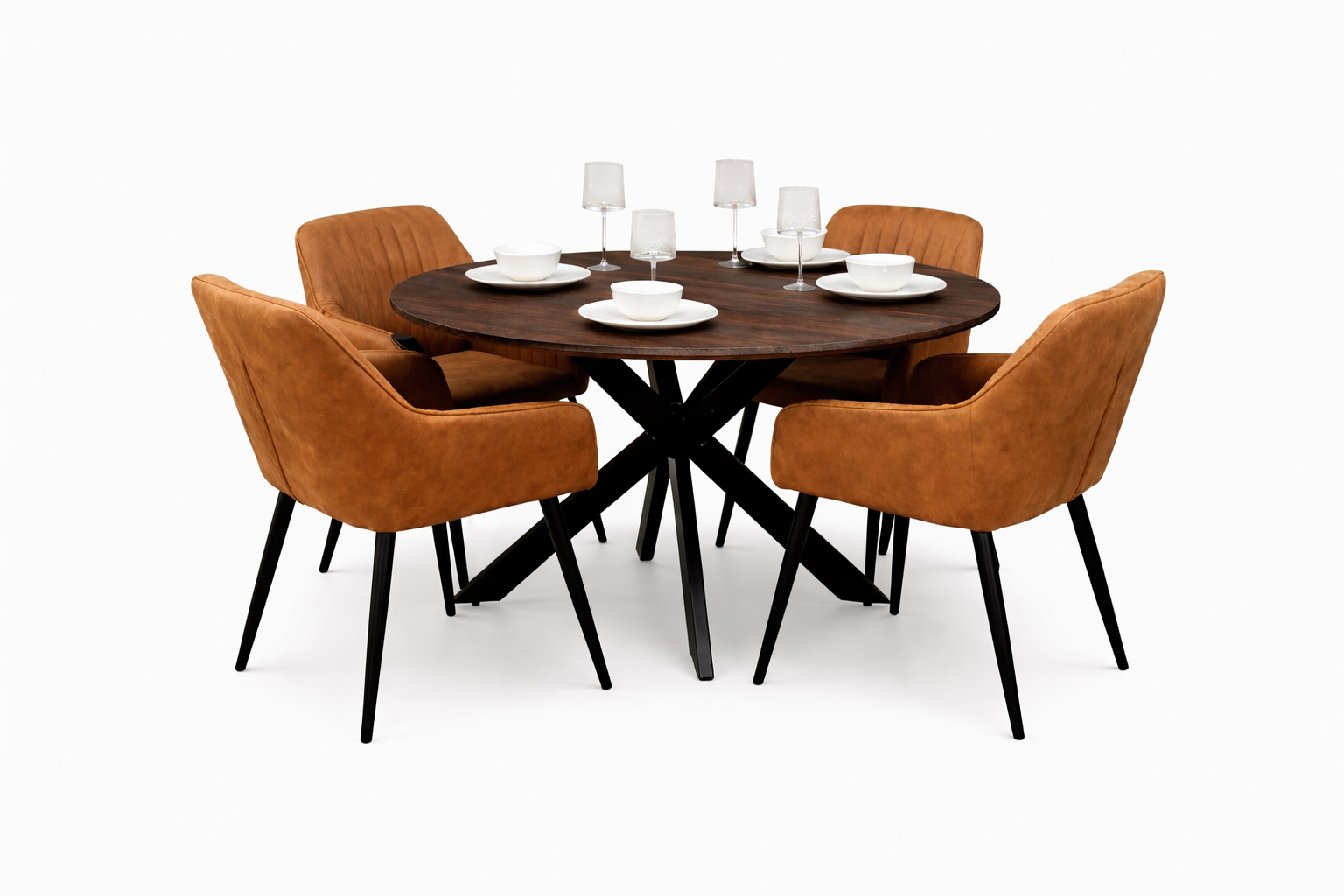 Epsom Dark Oak 1.2m + 4 EZ Tan Suede