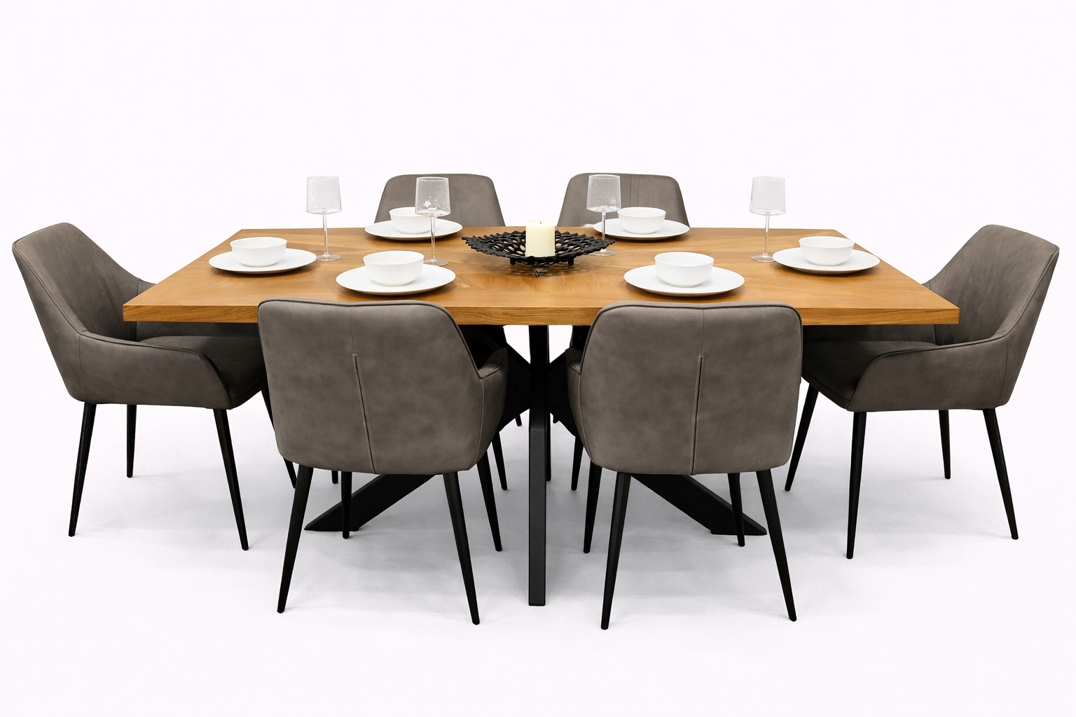 Windsor - 1.9m Table + 6 EZ Smoke Grey PU