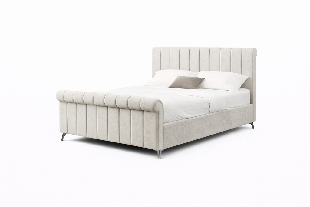 Marlow Sleigh Bed Ottoman Beige - Double