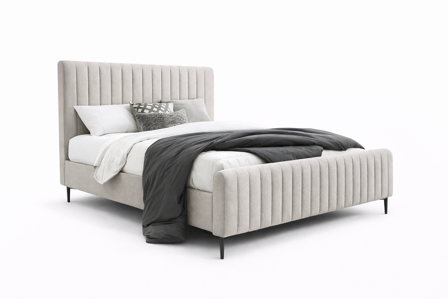 Clarissa Bed Frame Double  - Beige Fabric