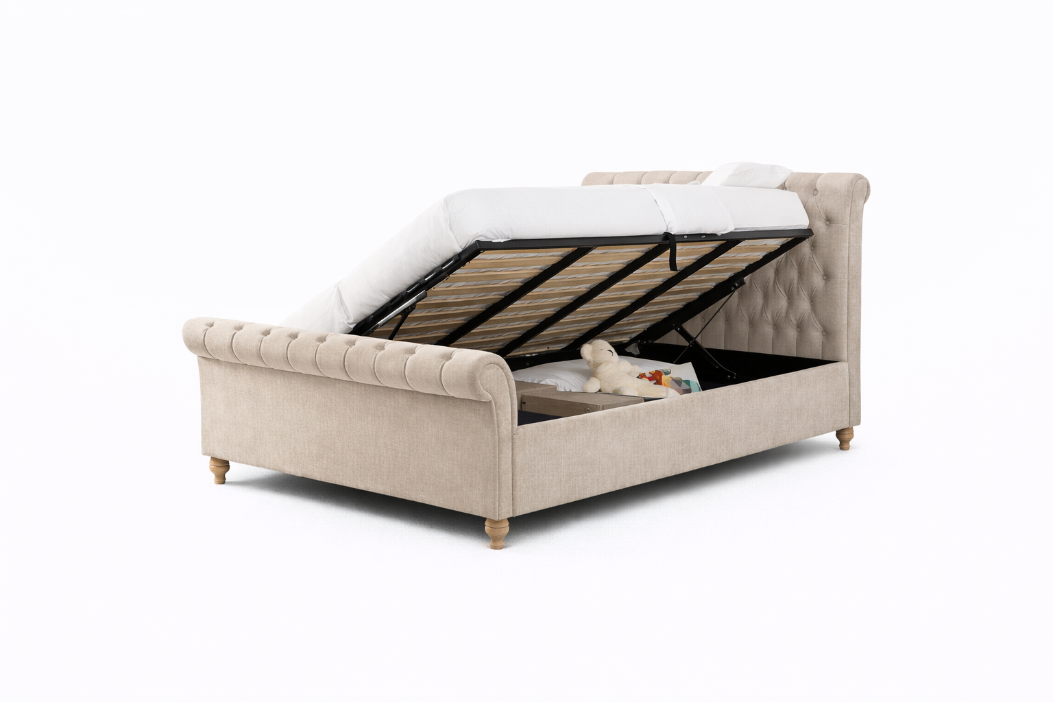 Dione Sleigh Bed Ottoman Mink - Double