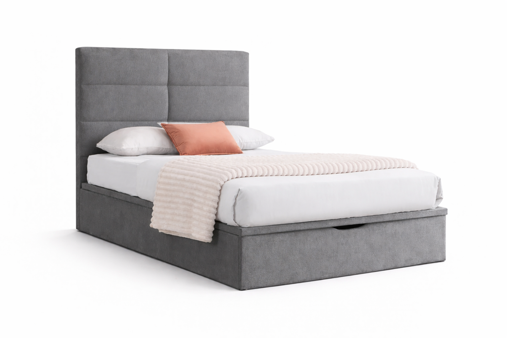 Jessica Gas Lift  Double Bed Frame   - Grey Fabric