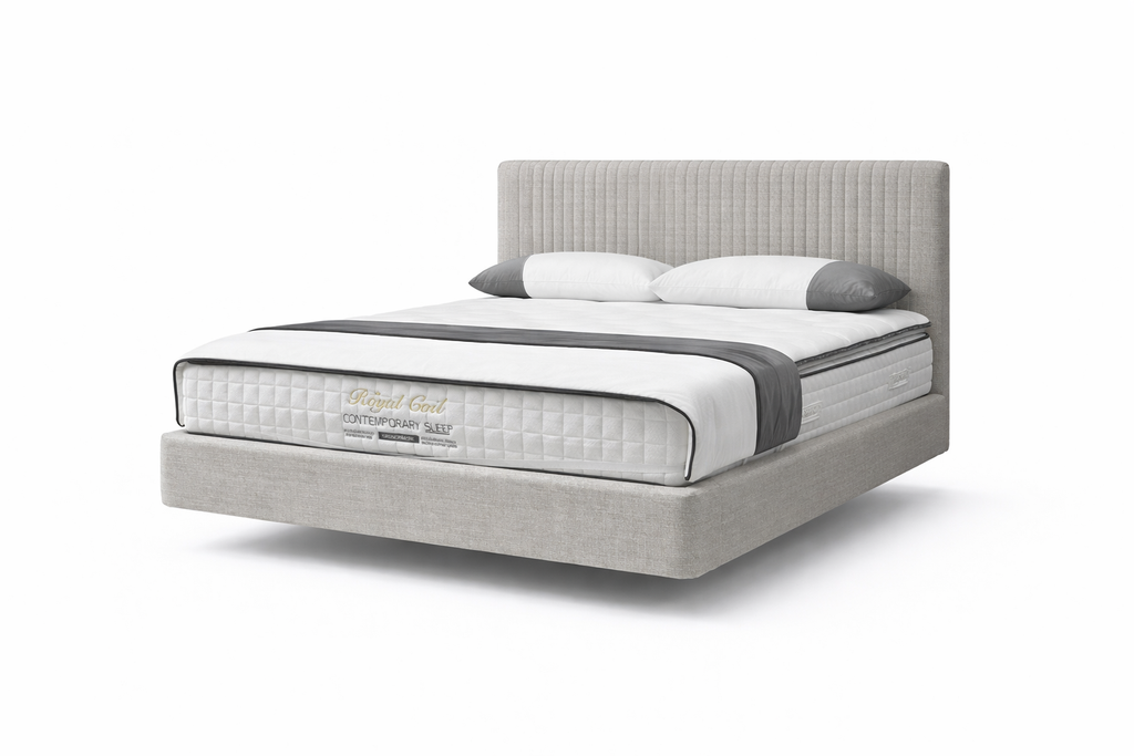 Valerie  Bed King   - Beige Linen