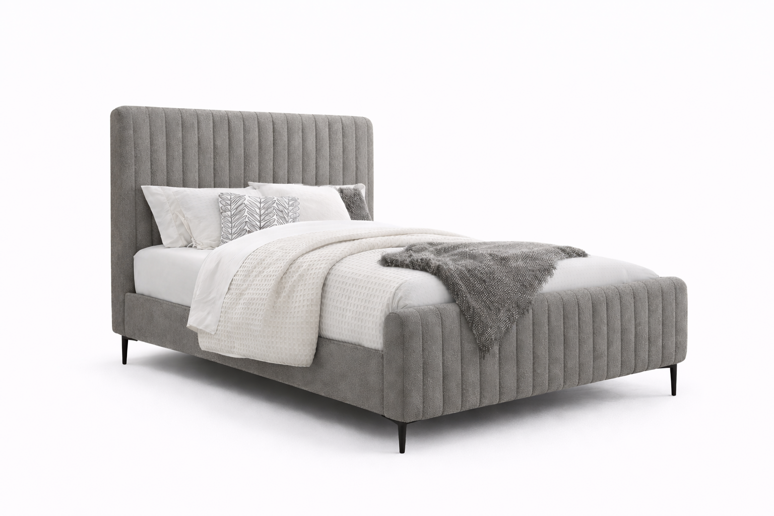 Clarissa Bed Frame King  - Grey Fabric