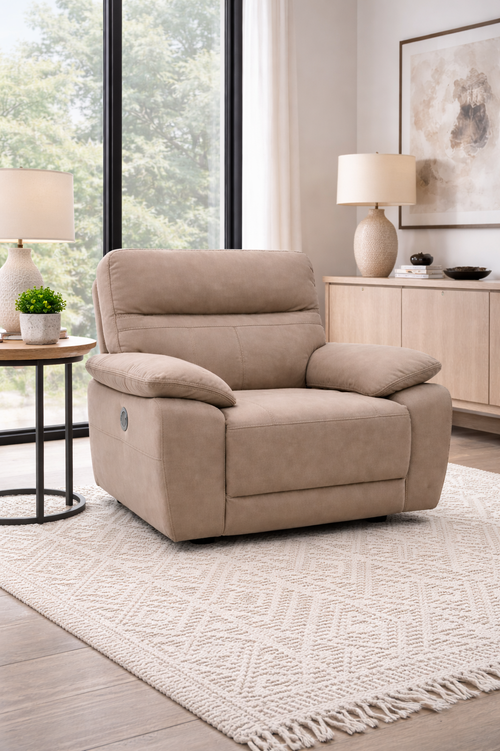 Jude 1 seater - Stone Microfibre Fabric