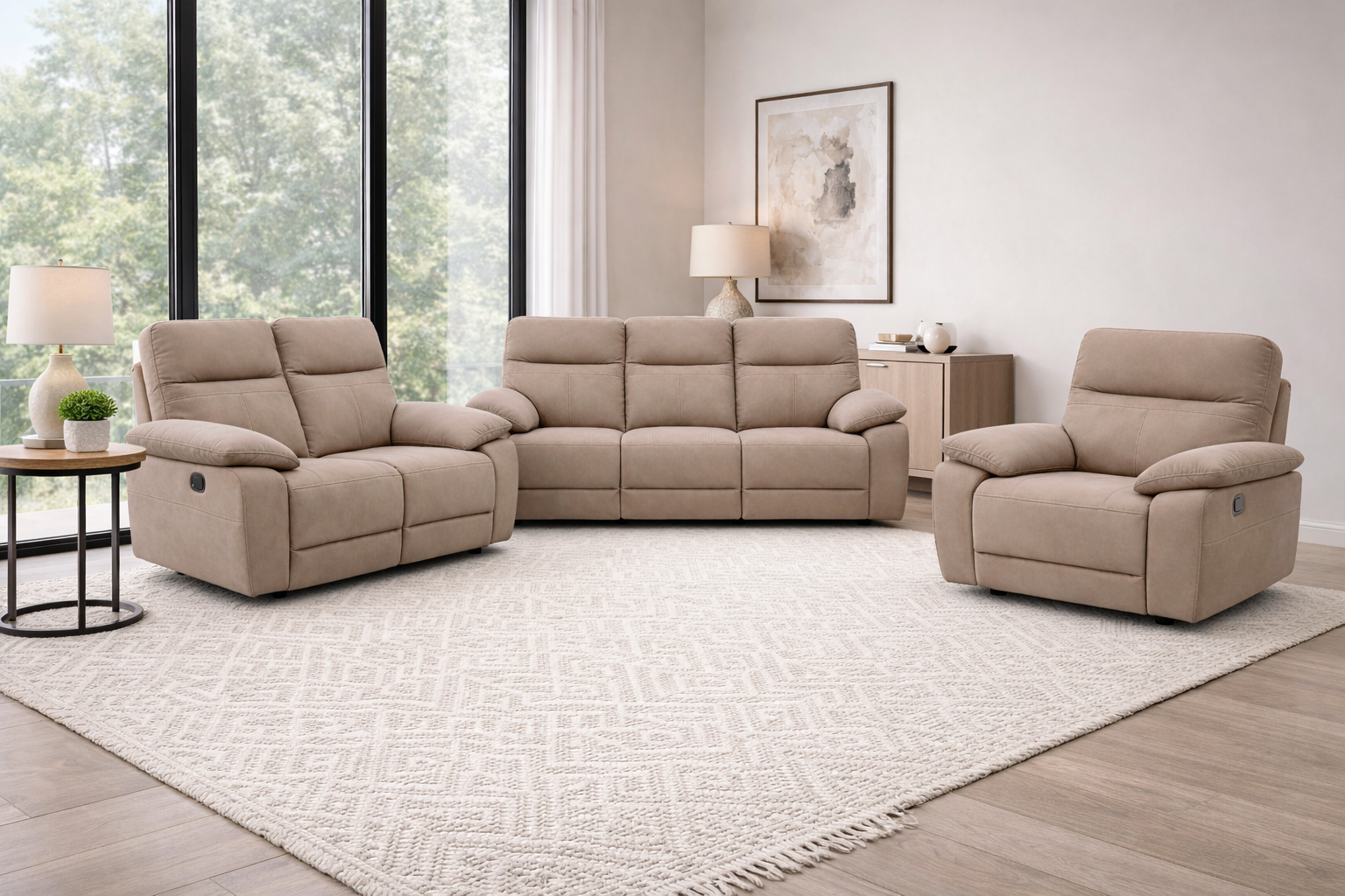 Jude 3 + 2 + 1 - Stone Microfiber fabric