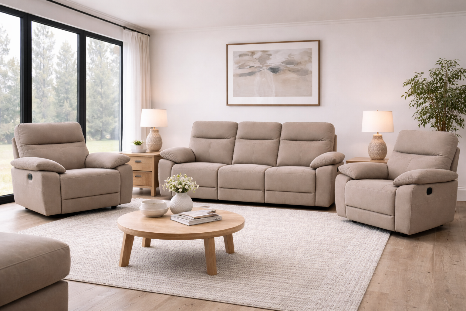 Jude 3 + 1 + 1 - Stone Microfiber fabric