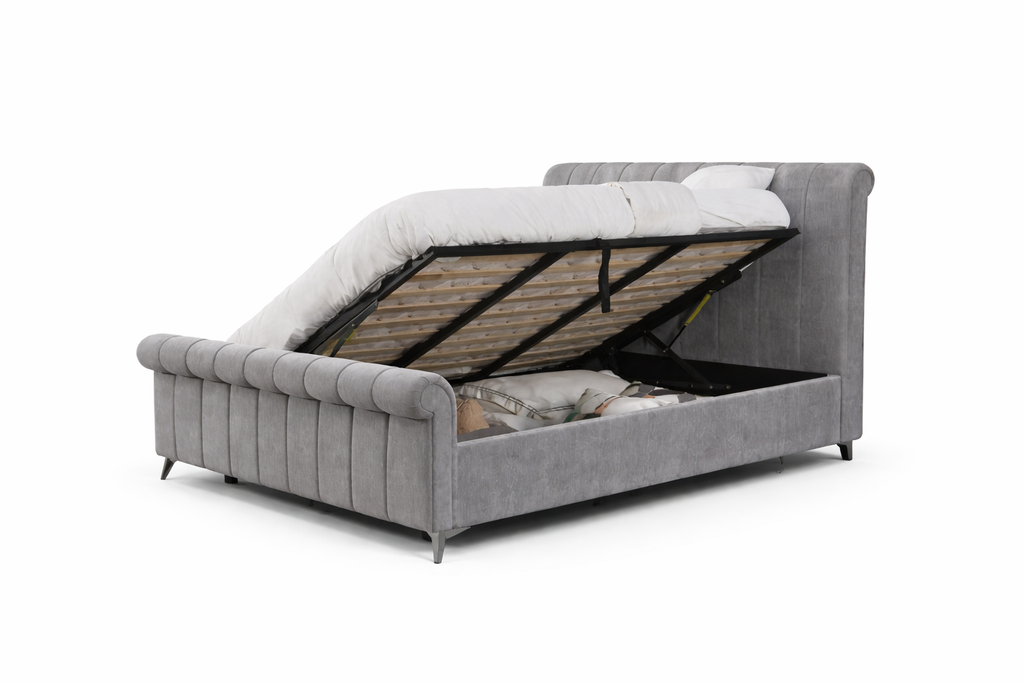 Marlow Sleigh Bed Ottoman Grey - Double