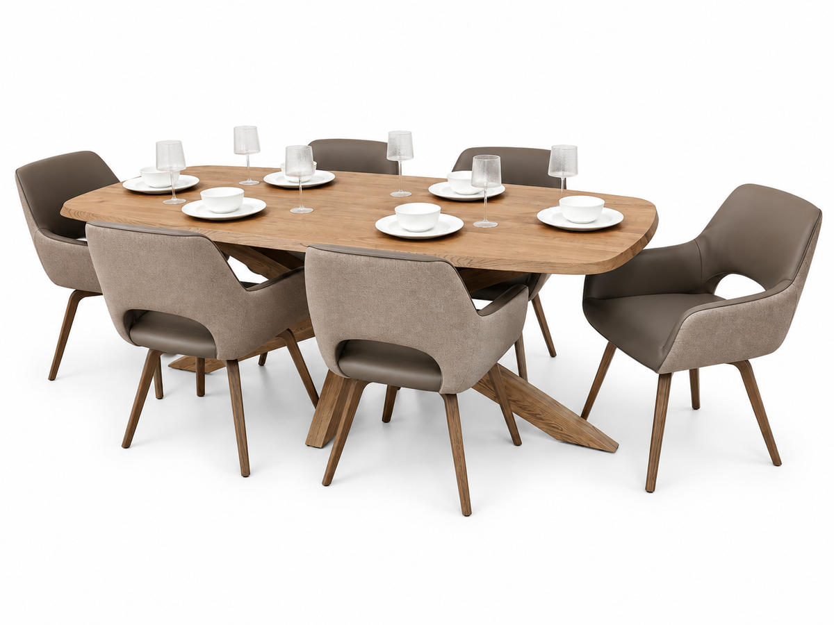 Soren Oak Mocca Dining 1.8mSet with Florence Chairs