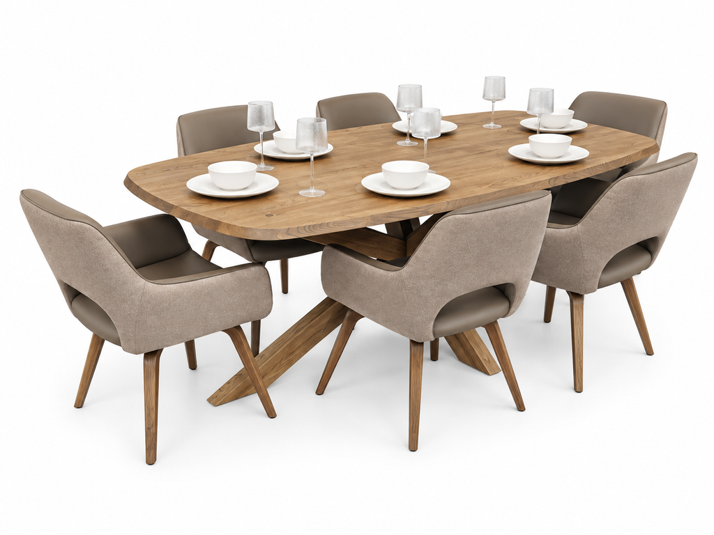 Soren Oak Mocca Dining 1.8mSet with Florence Chairs