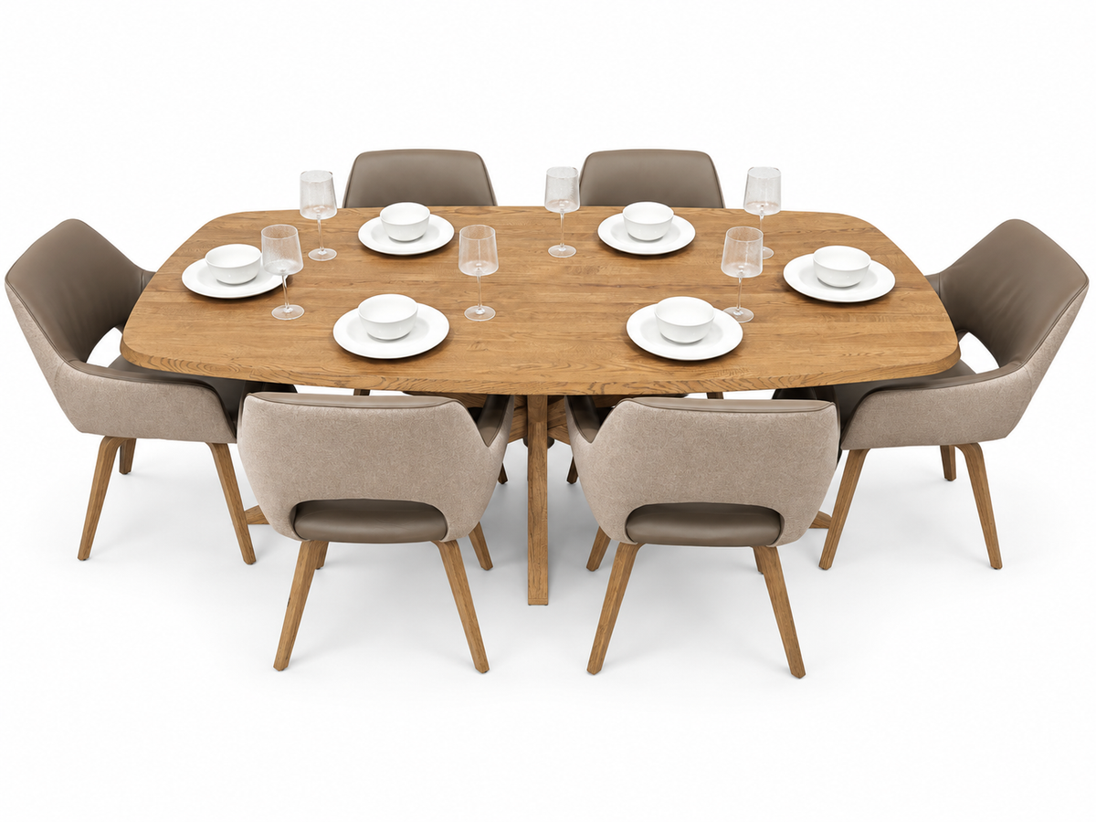 Soren Oak Mocca Dining 1.8mSet with Florence Chairs