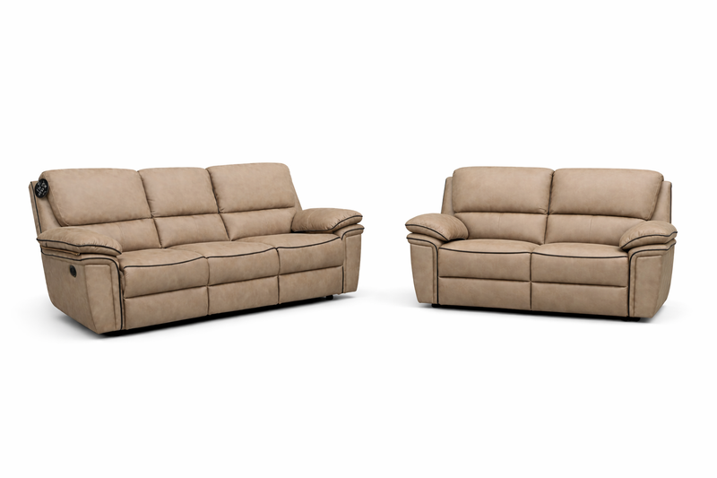 Brianna 3 + 2 reclining Sofa Range - Taupe Suede Fabric