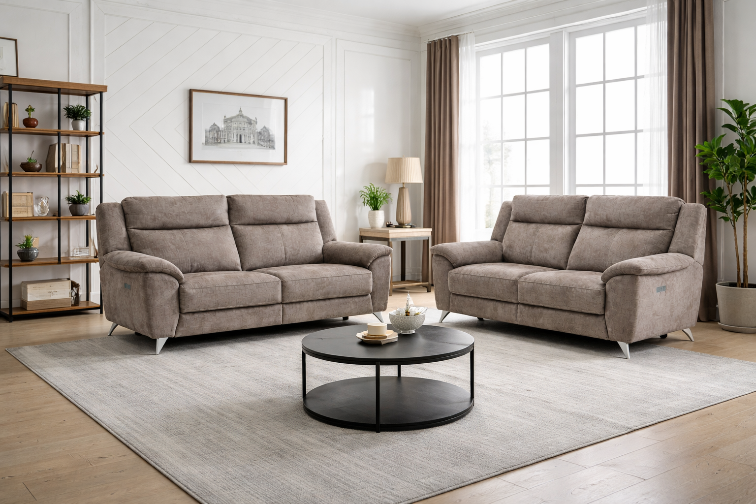 Marylin  3 + 2 Electric - Stone Fabric