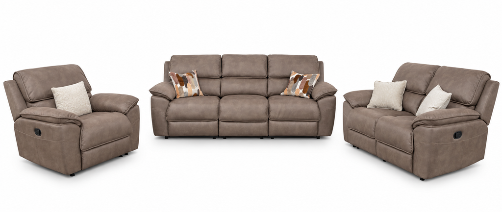 Kingsley  Recliner 3 + 2 + 1 -  Dark Taupe Suede