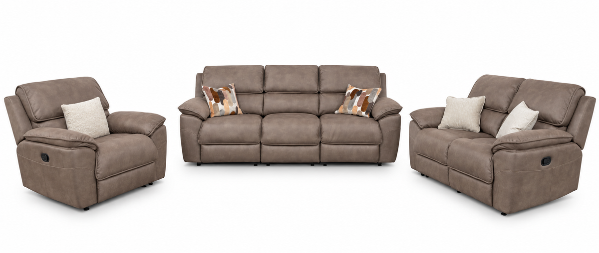 Kingsley  Recliner 3 + 2 + 1 -  Dark Taupe Suede