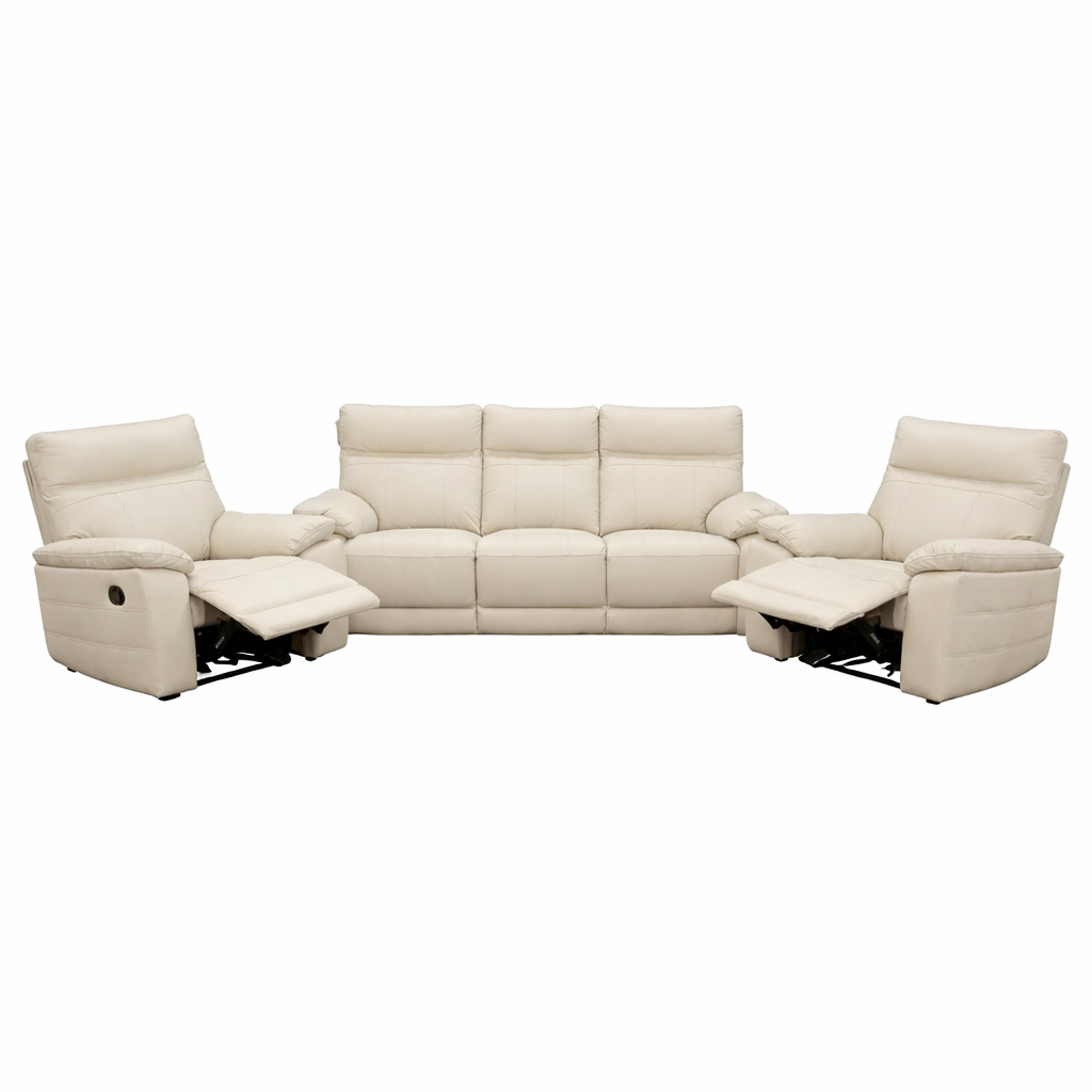 Lucca Italian Leather / Match Range Recliner Light Grey